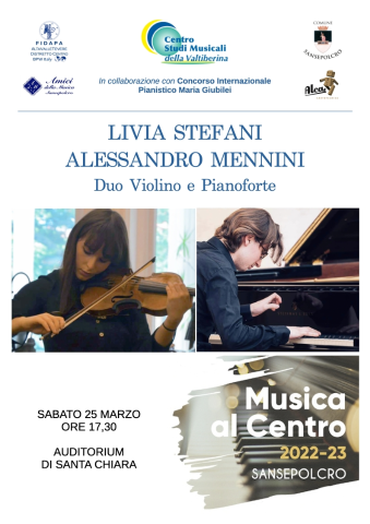 🎼Musica al Centro - Concerto del Duo Violino e Pianoforte 🎻🎹 𝐋𝐢𝐯𝐢𝐚 𝐒𝐭𝐞𝐟𝐚𝐧𝐢 - 𝐀𝐥𝐞𝐬𝐬𝐚𝐧𝐝𝐫𝐨 𝐌𝐞𝐧𝐧𝐢𝐧𝐢