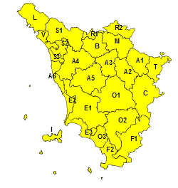 Codice giallo per Neve in tutta la Toscana