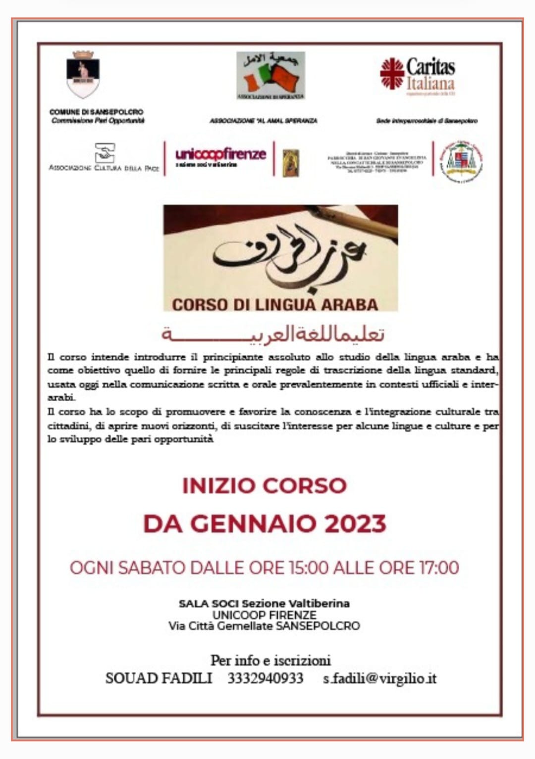 Nuovo corso di Arabo a Sansepolcro